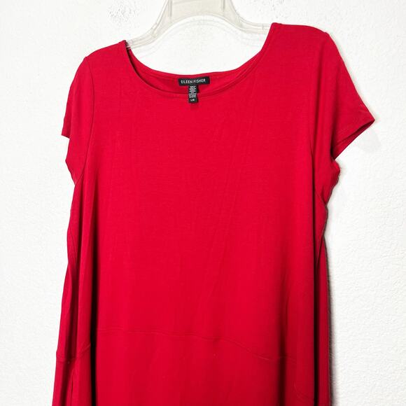 Eileen Fisher Viscose Jersey Tiered Cap Sleeve
Midi Dress Large Red - Picture 2 of 8